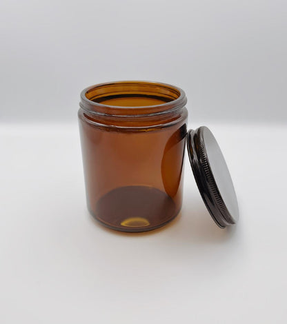 8oz amber jar vessel with lid