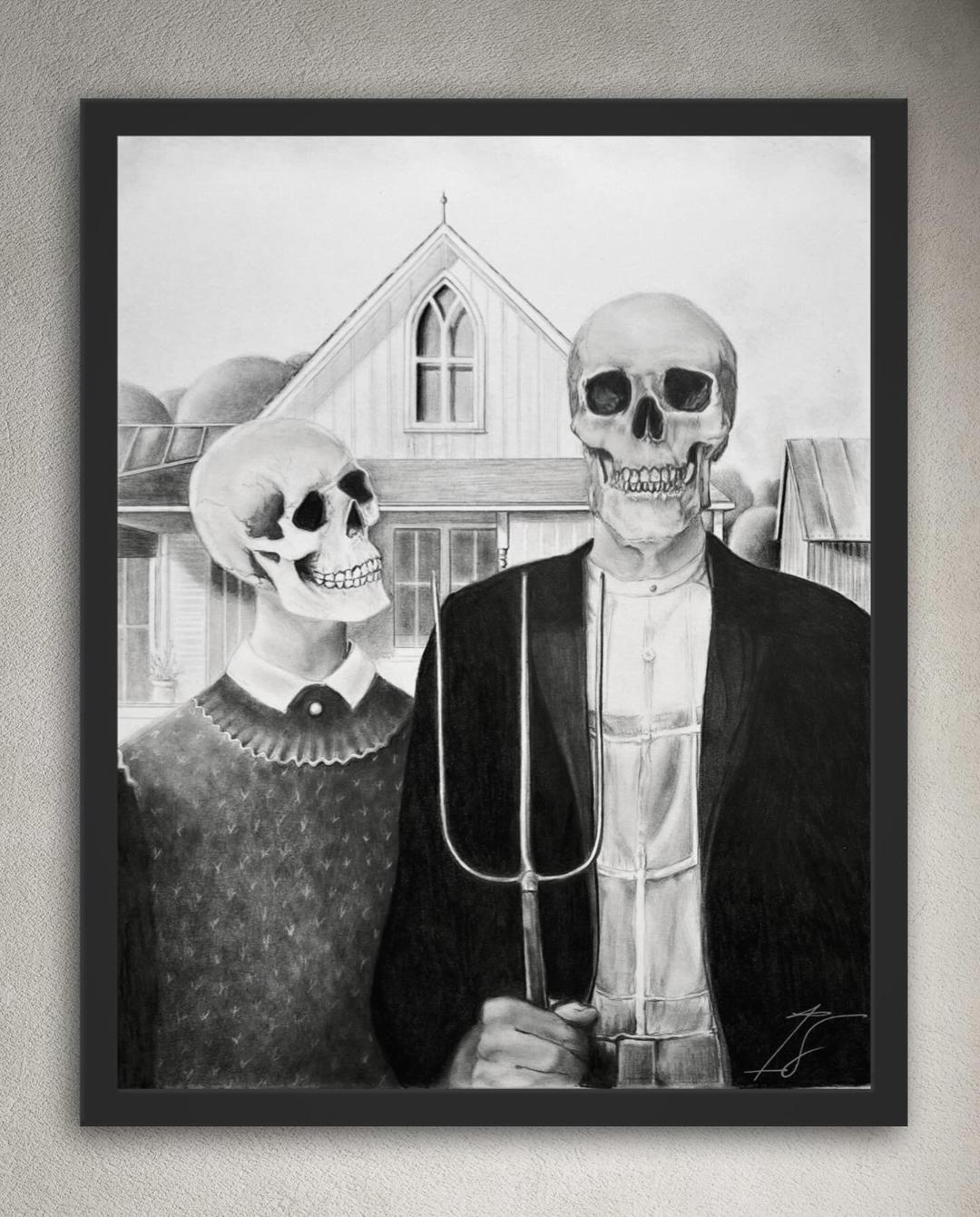 Black Frame Featuring American Gothic 2.0 Artwork