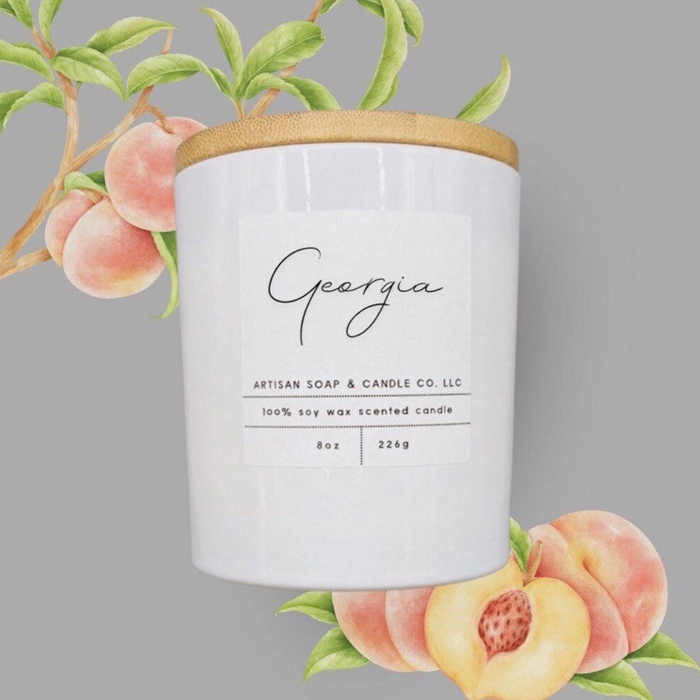 10oz White Vessel Georgia State Inspired Scented Candle