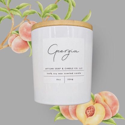 10oz White Vessel Georgia State Inspired Scented Candle