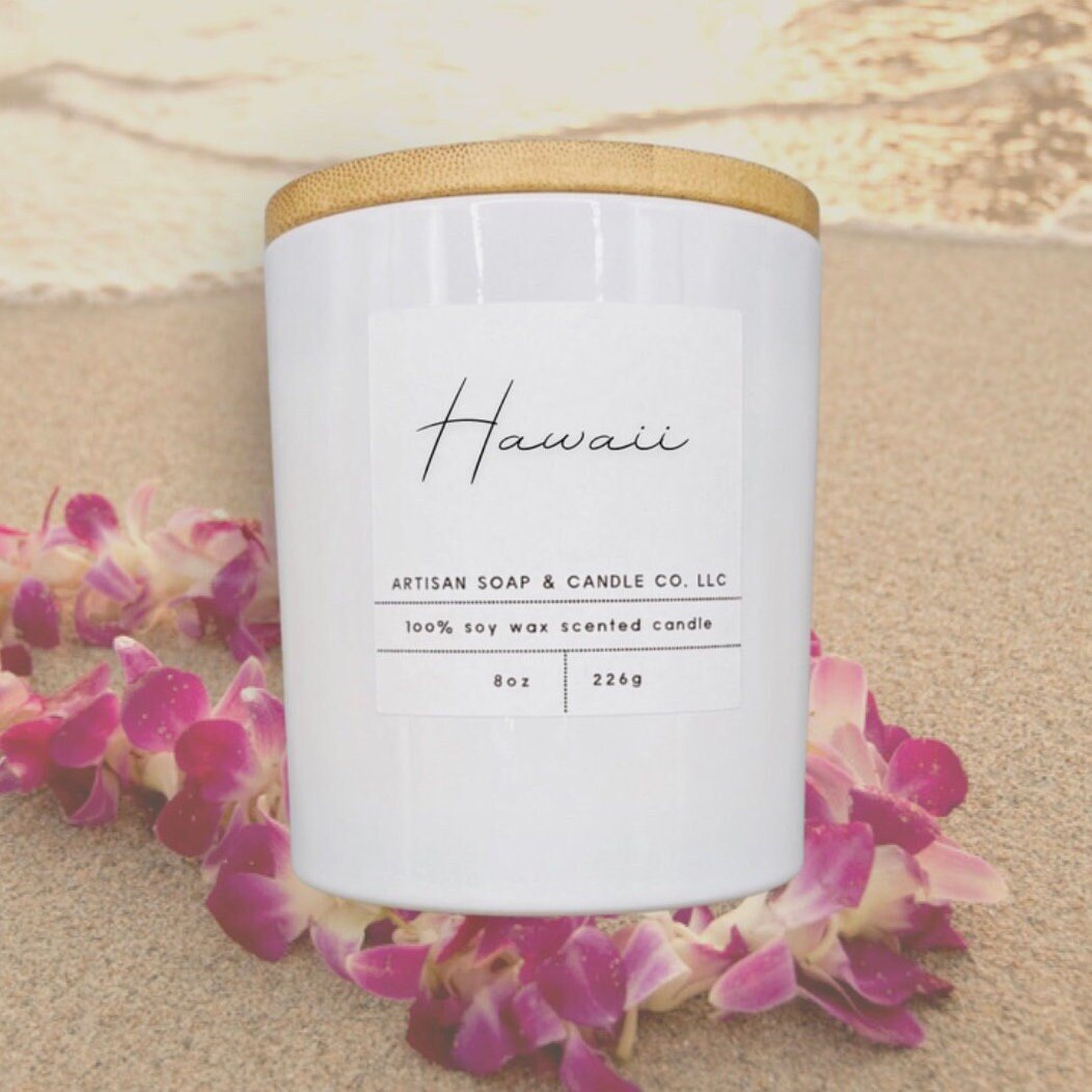 10oz White Vessel Hawaii State Inspired Scented Candle