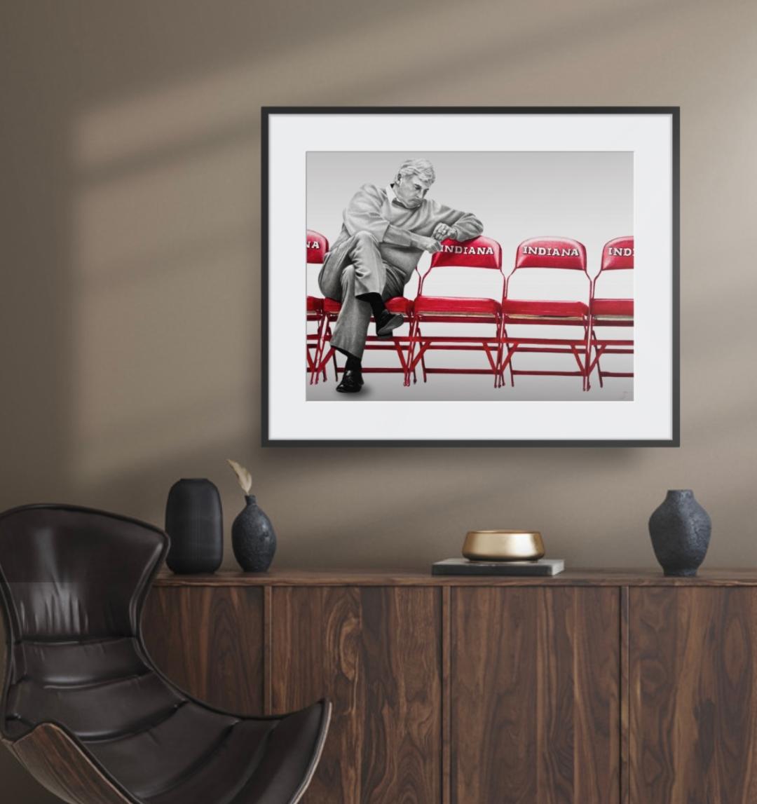 Bob Knight Framed Print Hanging On Wall