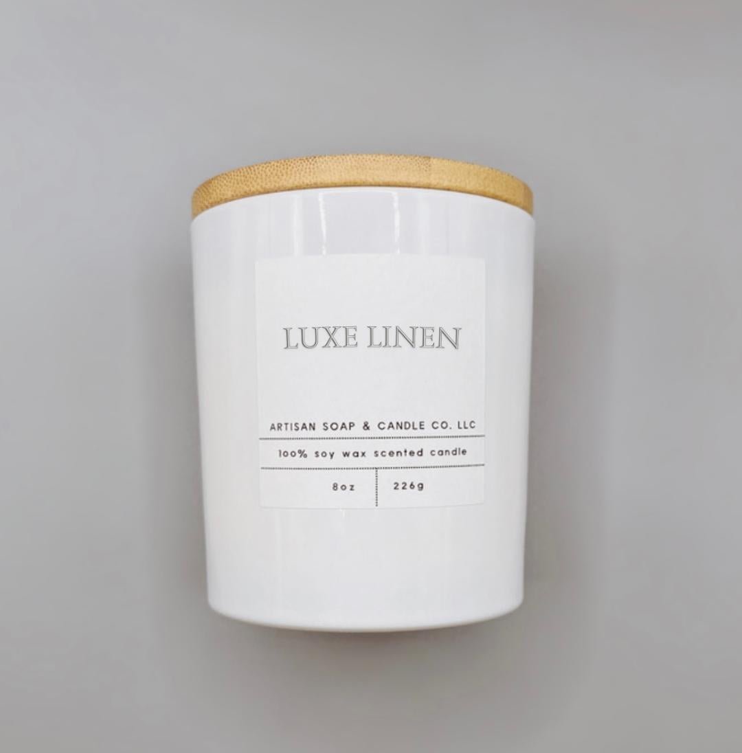 10oz White Vessel Luxe Linen Scented Candle