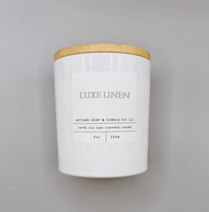 10oz White Vessel Luxe Linen Scented Candle