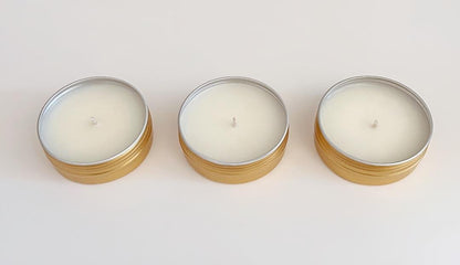 Set Of 3 2oz Candles In Gold Tins