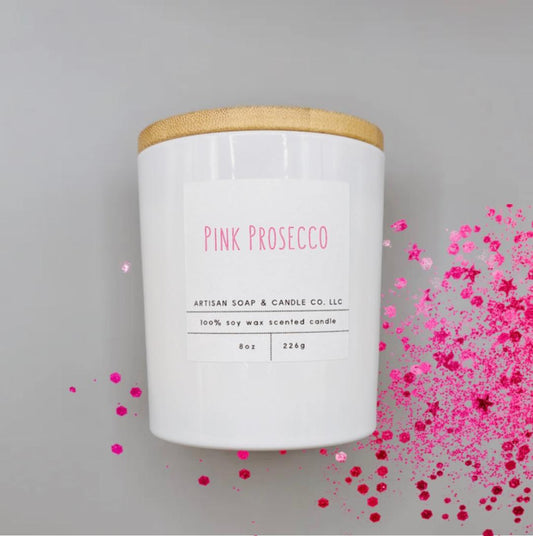 Pink Prosecco 10oz White Candle Vessel