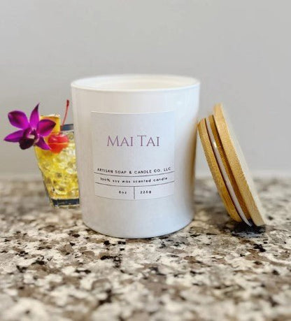 10oz White Vessel Mai Tai Scented Candle